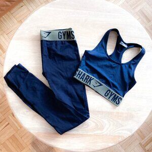 Gymshark Sports Bra and Leggings DRY Set - Black and Military Green XS
